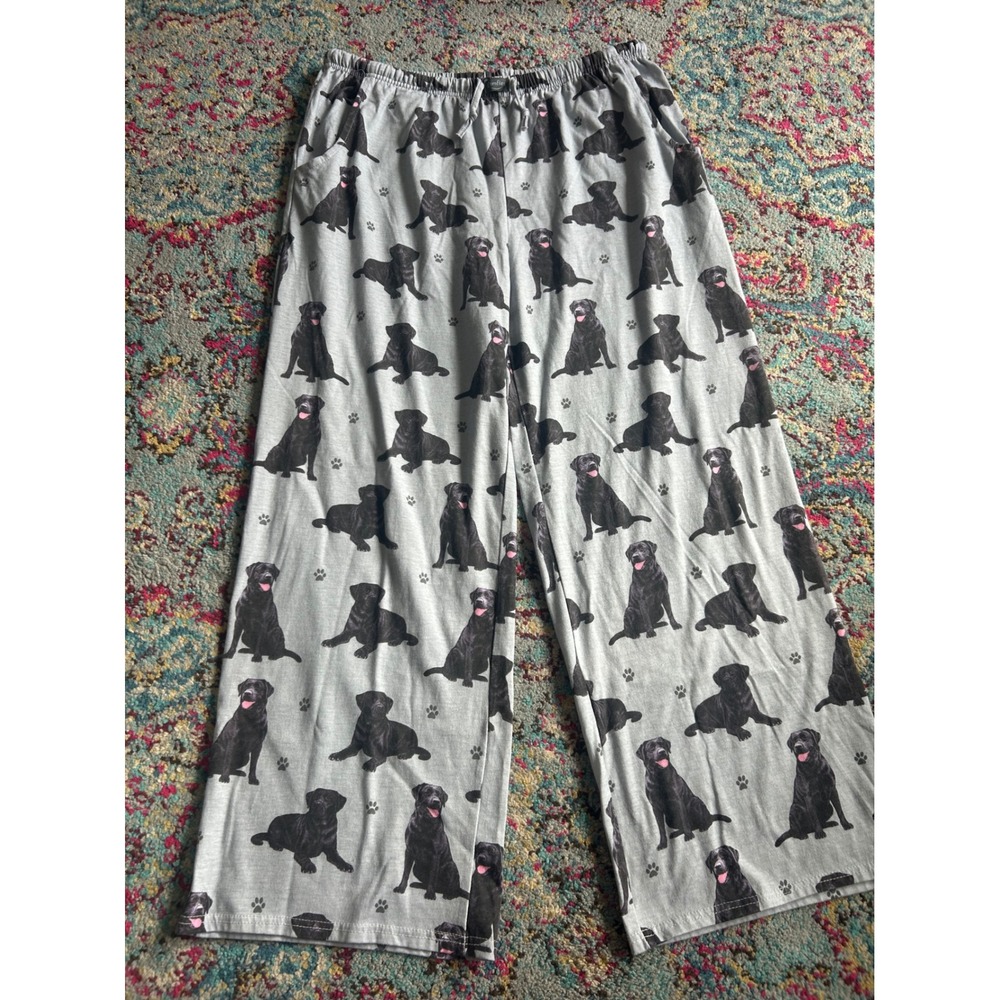 Comfies Black Lab Pajama Pants‎ Gray Dog Print Lounge Bottoms XL